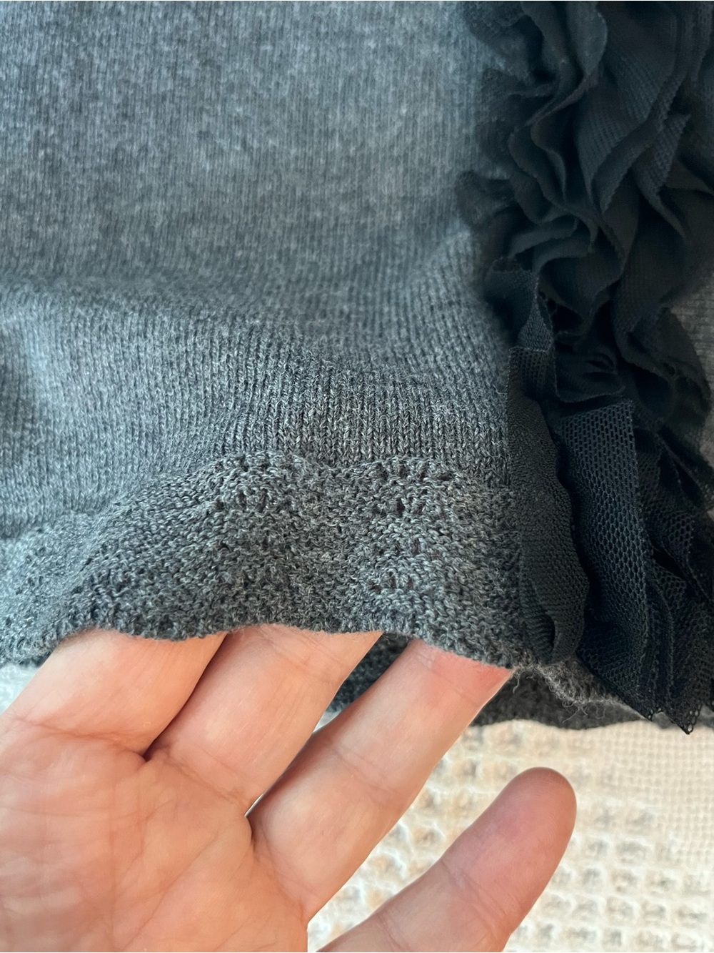 NWT NIC+ZOE Charcoal Gray Ruffle-Trim 3-Button Fitted Cardigan NEW - Picture 11 of 12